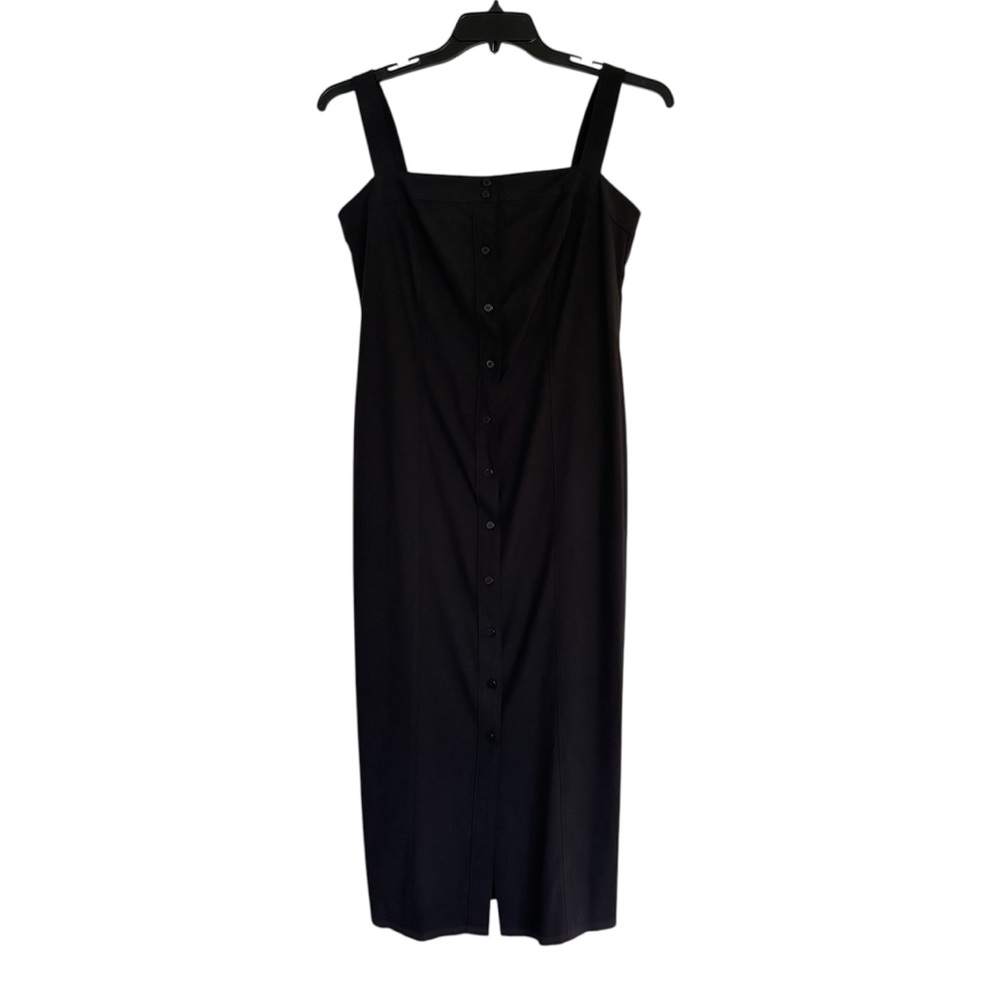Ann Taylor Loft Sleeveless Button Front Black Midi Dress Classic
